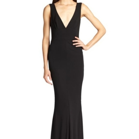 ABS Collection Plunging Neckline Jersey Shape Evening Gown - Picture 1 of 17